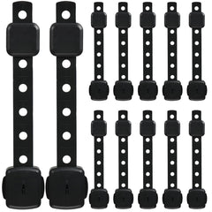 Fursafe&Q cabinet lock with adhesive straps for drill-free cabinet security.