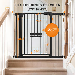 FURTIME pressure-mounted gate installation on stairs for quick setup.