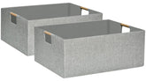 fuuloxe collapsible storage box with wooden handles for easy transport between rooms.