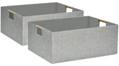 fuuloxe collapsible storage box with wooden handles for easy transport between rooms.