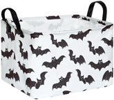 FUULOXE Halloween bat storage basket with handles for easy toy storage and decor.