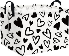 FXOCSHE rectangular Easter basket with black heart design, ideal for toy organization.