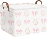 FXOCSHE rectangular Easter basket with pink bow for cute gift-giving and toy storage.