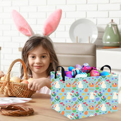 FXOCSHE Rectangular Easter Bunny Basket with waterproof inner coating for easy cleaning
