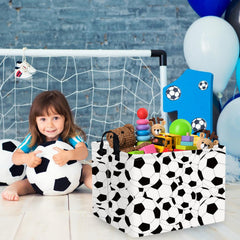 FXOCSHE Rectangular Easter Soccer Basket with leather handles for portability