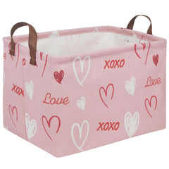 FXOCSHE rectangular pink basket with handle for stylish closet organization