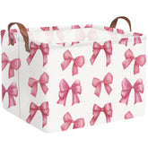 FXOCSHE Rectangular Pink Girls Basket for toy storage in a tidy nursery.