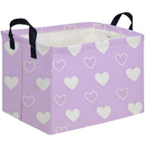 FXOCSHE rectangular purple heart storage basket keeps toys neatly organized.