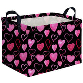 FXOCSHE rectangular Valentine's basket close-up highlights durable fabric and sturdy handle.