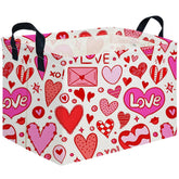 FXOCSHE rectangular valentines basket pink with handle for gifting and organization.