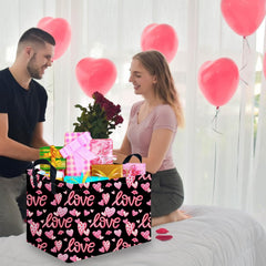 FXOCSHE Valentine basket with pink handle, ideal for gifting or decorative storage.