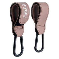 FYGL leather buggy clip attaches to a stroller for hands-free carrying.