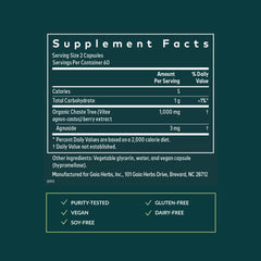 Gaia Herbs Vitex Berry capsules close-up for vegan daily use