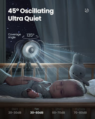 Gaiatop fan with LED light and oscillation for nighttime comfort
