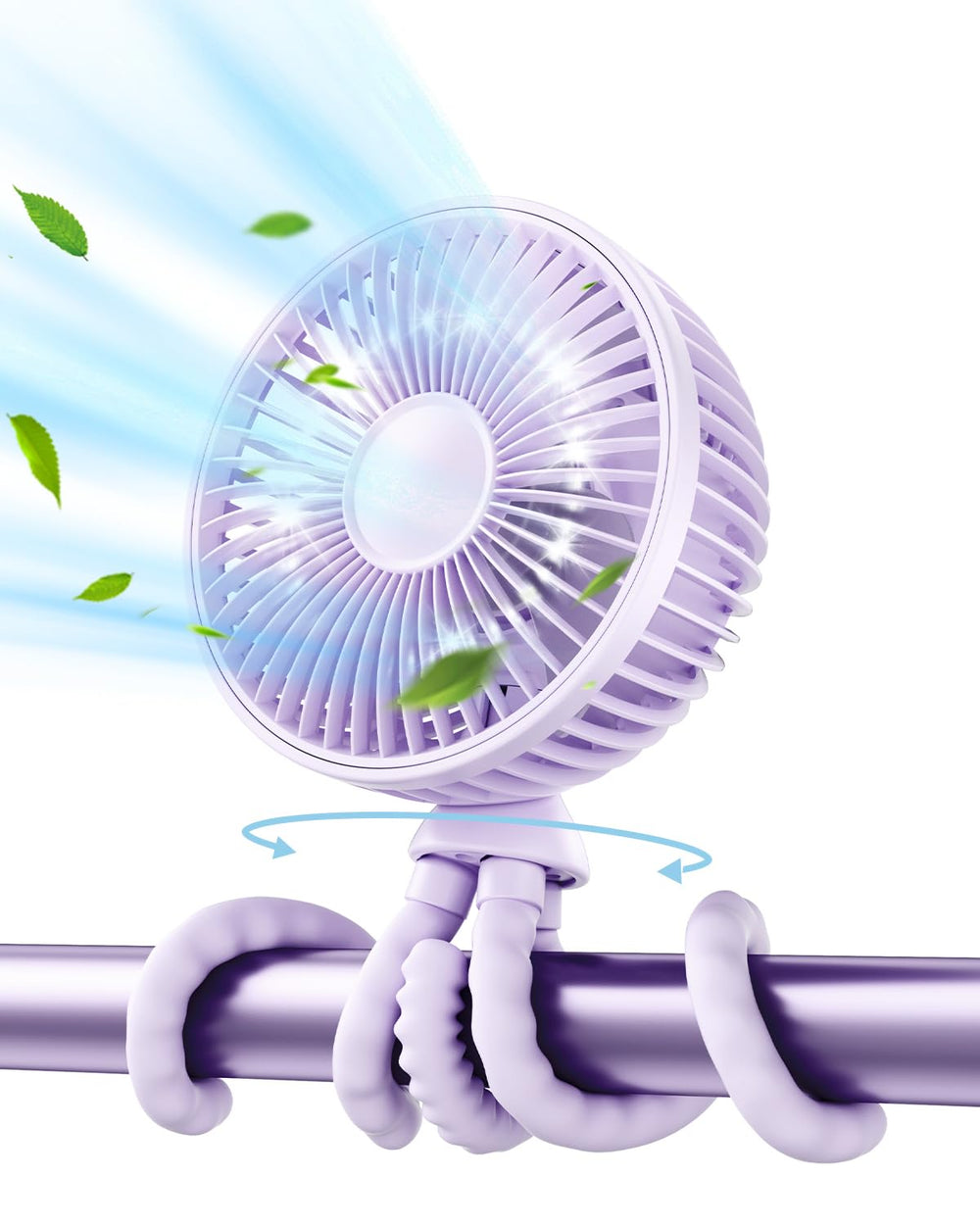 Gaiatop oscillating baby stroller fan provides on-the-go cooling.