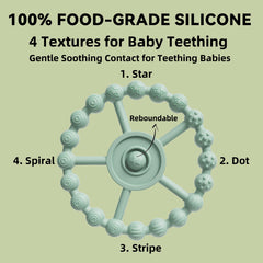 Gairssda teething ring-textured-ridges soothe gums during teething.