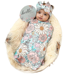 Galabloomer newborn blanket in blue glass, soft breathable swaddle for gentle warmth
