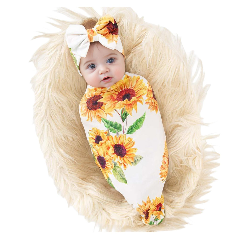 Galabloomer newborn sunflower receiving blanket for soft, cozy snuggles and warmth