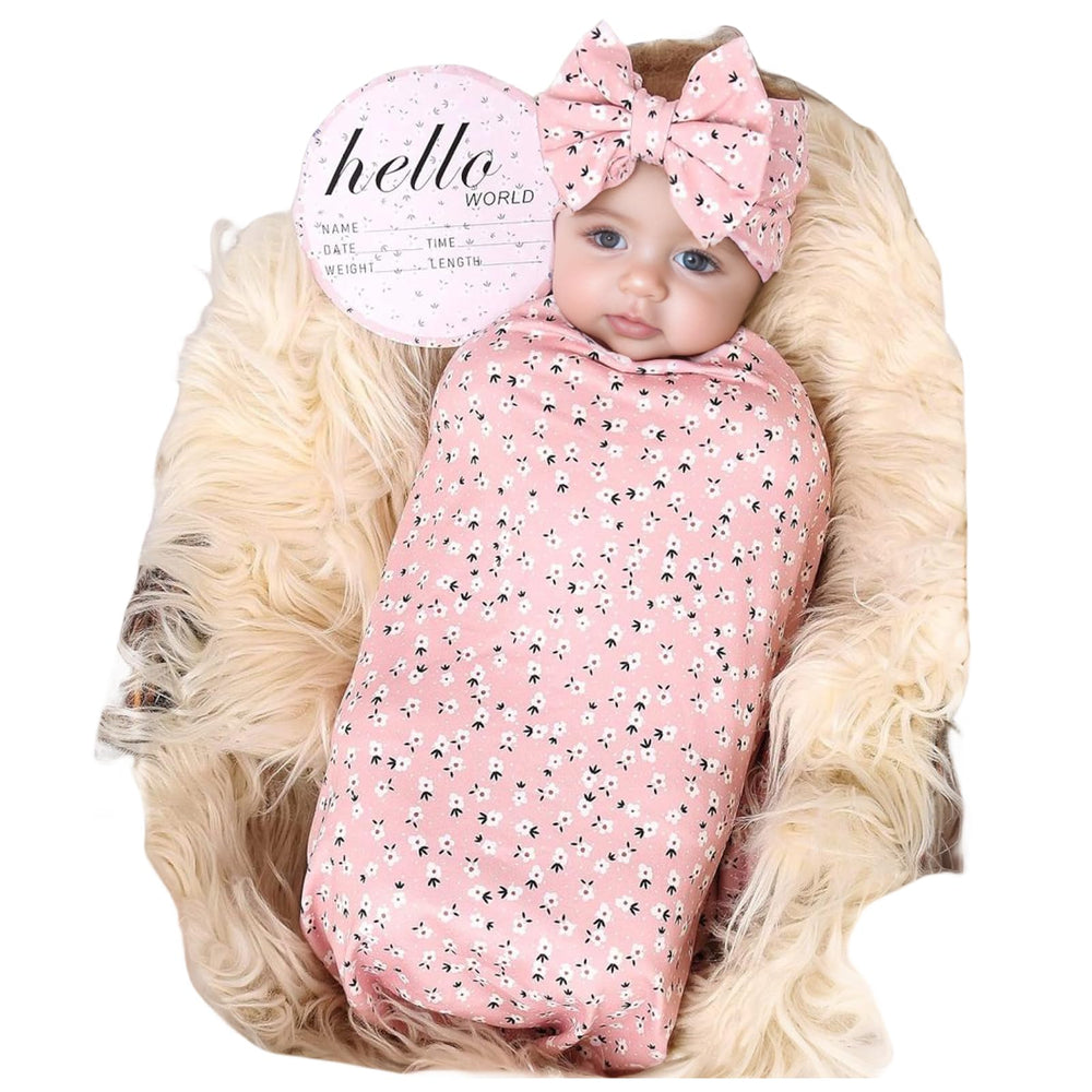 Galabloomer receiving blanket flower print offers a cozy, safe layer for newborn snuggle time.
