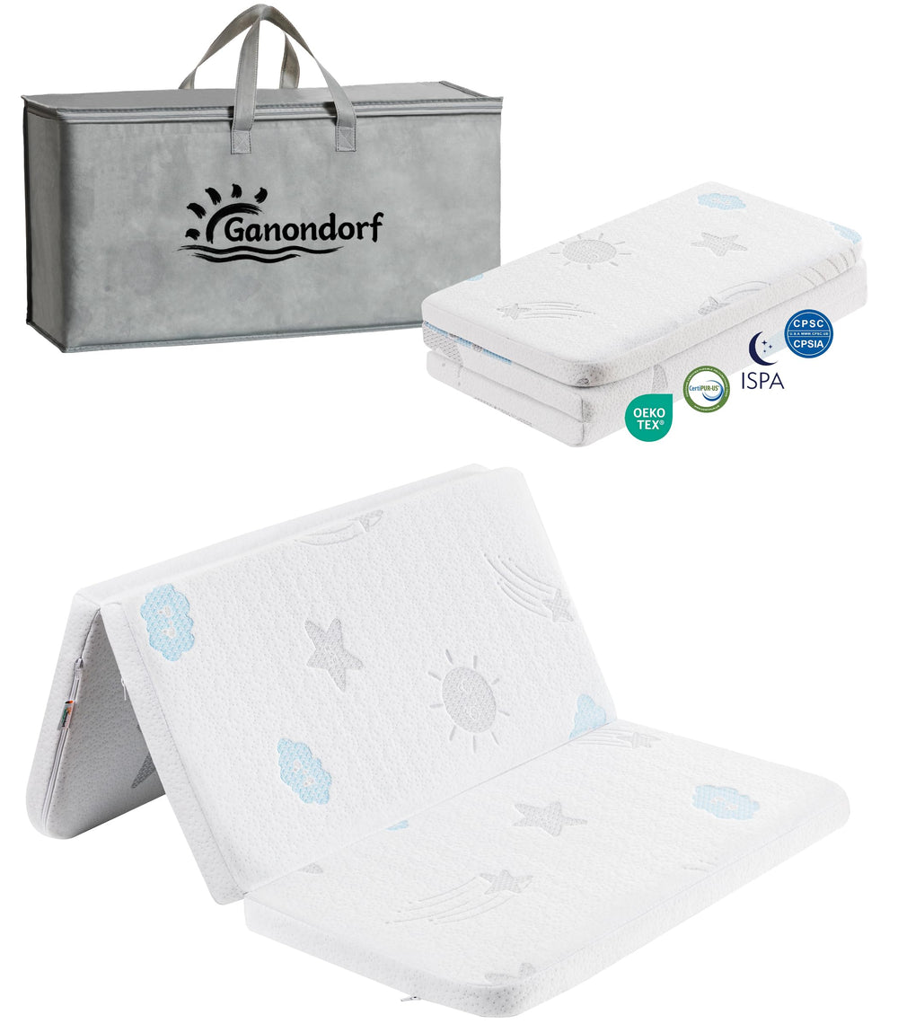 Ganondorf Pack N Play Mattress tri-fold design enables easy travel and storage.