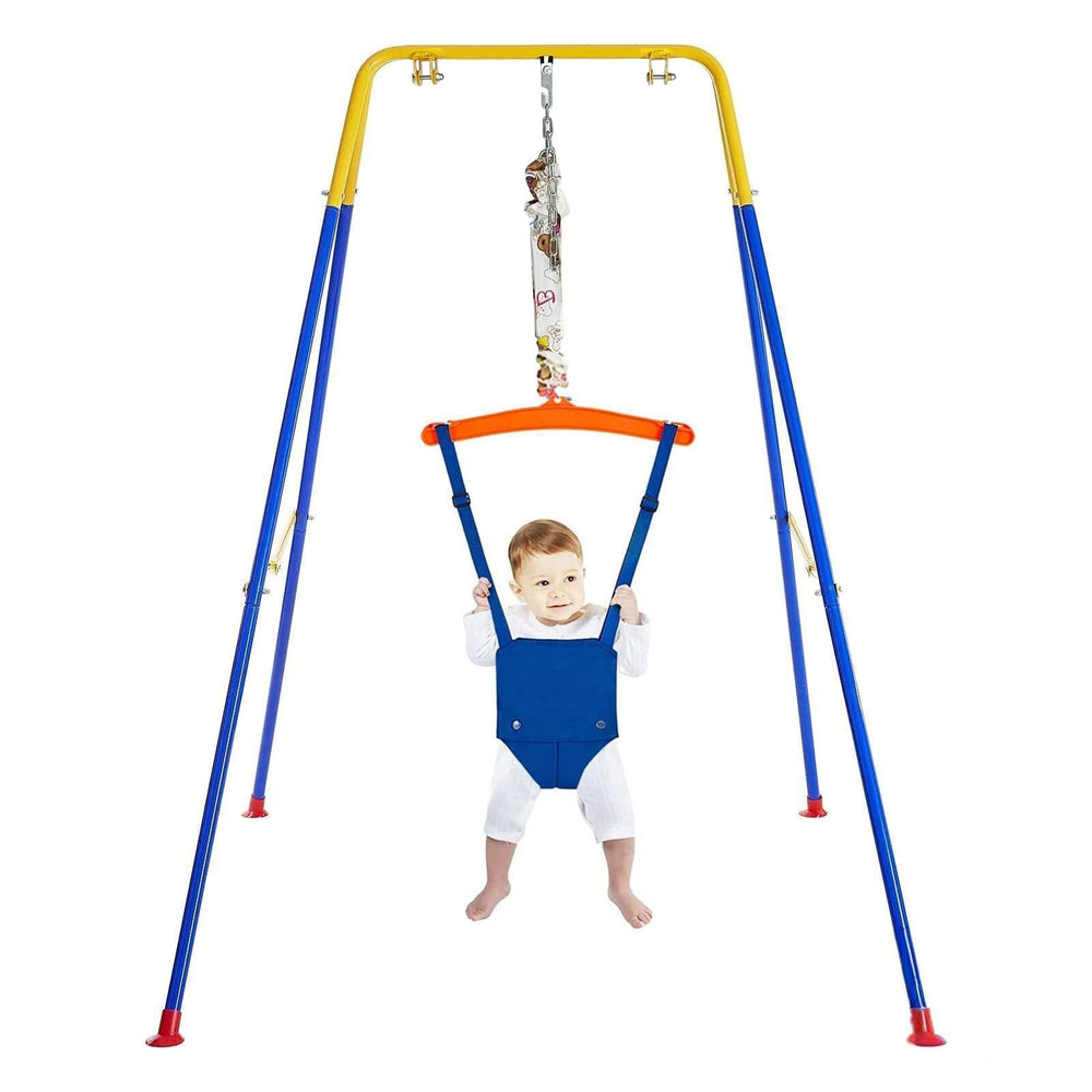 Gaorui baby jumper blue hanging shelf shows sturdy design for safe, engaging play