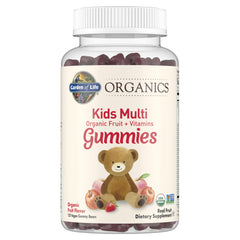 Garden of Life Kids Gummy Vitamins bottle with organic fruit ingredients for daily wellness.