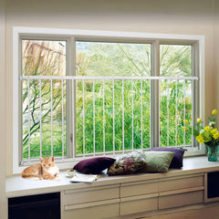 Gardenova window guards installed inside for child safety and wall-friendly setup.