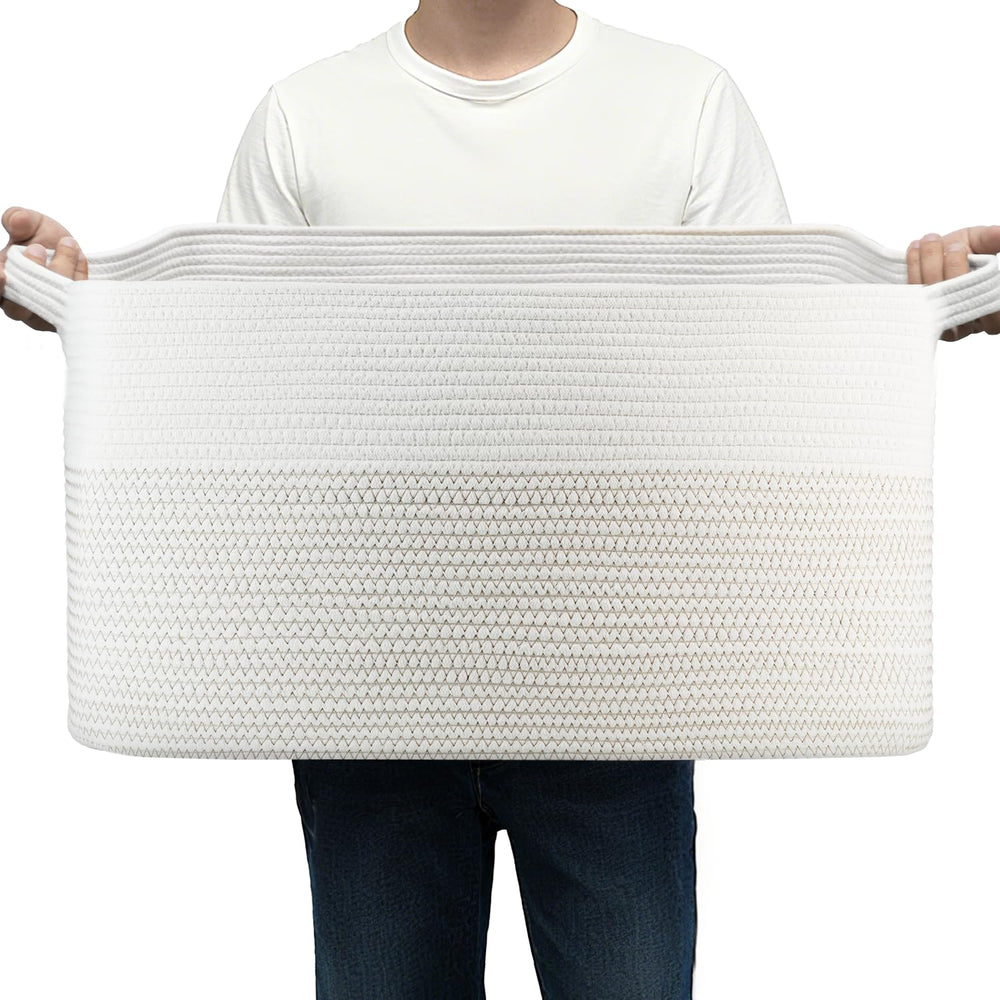Garlephant 75L cotton rope basket with soft texture for cozy living room storage.