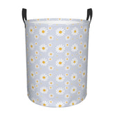 Gbuzozie Daisy Flowers round laundry hamper front view with spacious 62L capacity