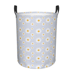 Gbuzozie Daisy Flowers round laundry hamper front view with spacious 62L capacity