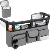 GDNasist double stroller organizer attached to Bob Duallie for easy-access essentials.