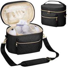 GDNasist wearable breast pump bag with shoulder strap for hands-free transport during outings.