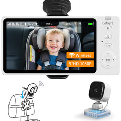 GdoyrL wireless baby camera 5inch-ips-screen offers clear in-car monitoring.
