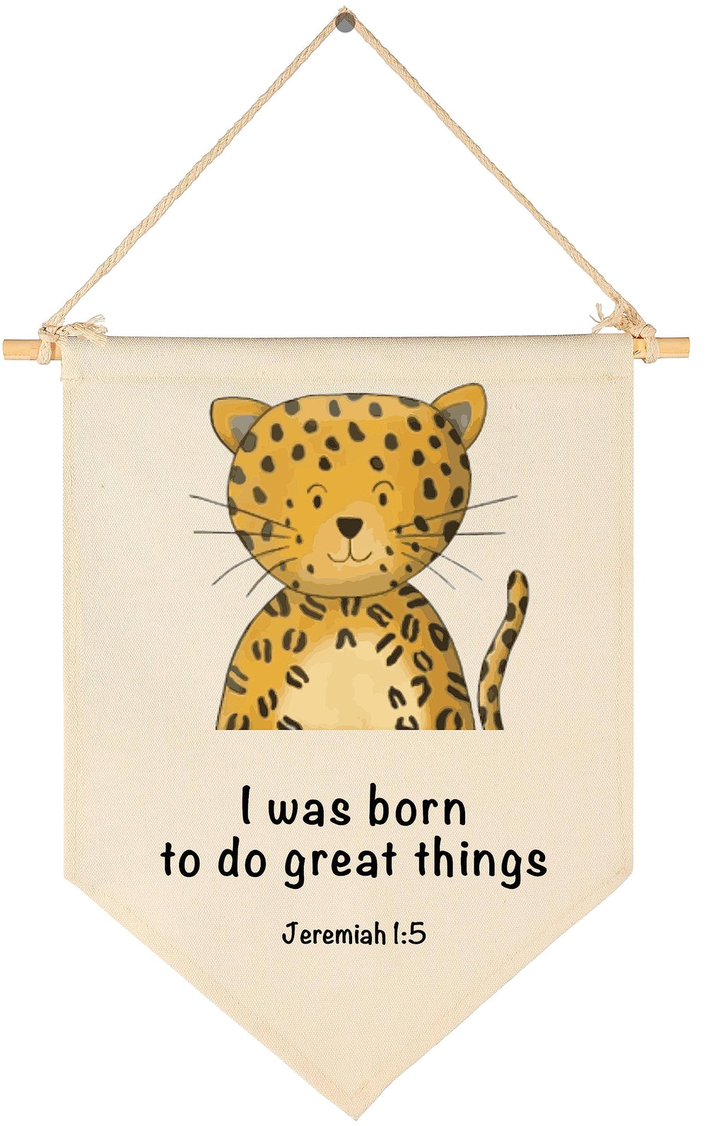 GEANHIL animal Christian nursery banner on cotton canvas adds warm focal point to baby's room