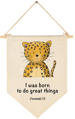 GEANHIL animal Christian nursery banner on cotton canvas adds warm focal point to baby's room
