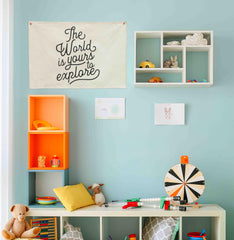 GEANHIL banner with metal eyelets ready for easy hanging in nursery or doorway.