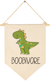 GEANHIL Funny Boobivore dinosaur decor banner for crib wall, playful nursery centerpiece.