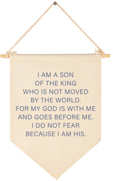 GEANHIL I am Son of The King banner pennant in a cozy nursery.