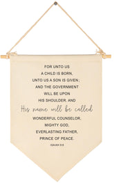 GEANHIL Unto Us A Child Is Born crib banner decor for nursery walls, adds timeless scripture flair.