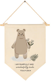 GeanHil woodland bear flag wall decor for nursery charm