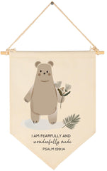 GeanHil woodland bear flag wall decor for nursery charm