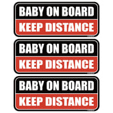 GEEKBEAR baby on board magnet—bold black and red 8.7x3.5 inch design for visibility.