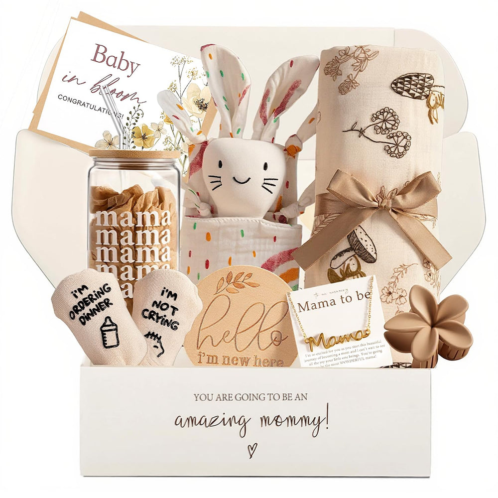 Geelfland new mom gift box showing a curated set ready for gifting