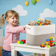 Geetery basket with built-in triple braided handles for easy carrying