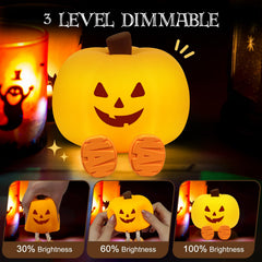 Gefaxi pumpkin night light emits warm 3000K glow for gentle eyes.