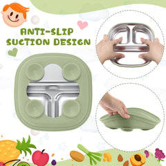Geiserailie square suction blue plate supports independent eating