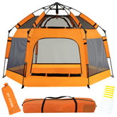 GEIYATOI baby pop up playpen canopy provides shade during outdoor playtime.
