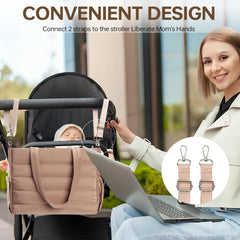 GEMIU Diaper Bag Tote seven pockets organize bottles, clothes, and wipes for easy access.