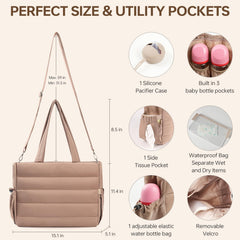 GEMIU Diaper Bag Tote waterproof wet/dry bag separates wet items and reduces odor.
