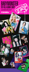 Generic BabyMonster Drip binder contents shown with photo book and selfie cards, great for shelf display.